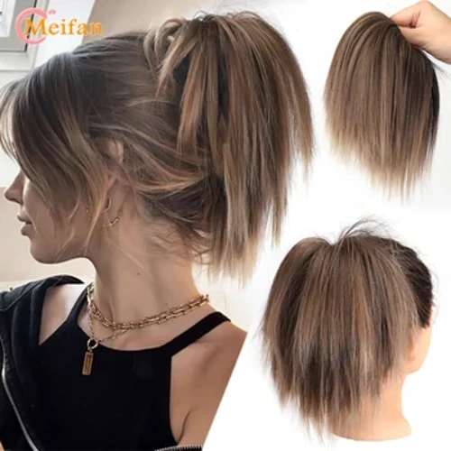 MEIFAN Synthetic Straight Chignon Messy Fluffy Hair Bun U'u'u'U'u Fa'alava Fa'afu'i Fa'apipi'i Fa'aopoopo Si'u Poni Sese