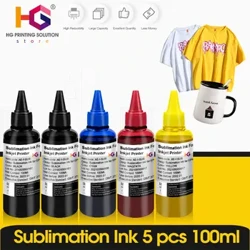 2-5 Botol Inkjet Sublimasi Tinta Isi Ulang Universal 100 Ml untuk Epson Desktop Printer Perpindahan Panas Kit Tekan Digunakan cangkir Mug T-shirt