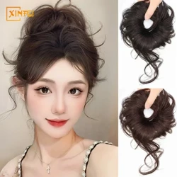 Yüksek sıcaklık Saç Sentetik Peruk Chignon kadın Ejderha Sakal Top Kafa Doğal Kabarık Canlılık Yaş Azaltıcı Saç Modeli