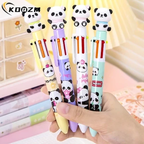 6 rangli sharikli qalam multfilm Panda 0,5 mm rangli siyoh jel qalam Kawaii imzo qalamlari maktab ofis materiallari talabalar uchun kantselyariya buyumlari