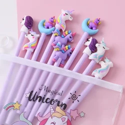 10 Adet / takım Sevimli Jel Kalem Kawaii Rastgele Desen Unicorn Pony 0.5 m Siyah Jel Mürekkep Kalem Okul Kırtasiye Ofis Tedarikçileri Hediyeler
