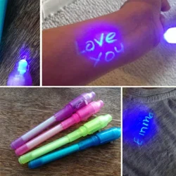 4 kpl/erä Luminous Light Pen Magic Purple 2 in 1 UV Black Light Combo Piirustus Näkymätön mustekynä Oppimiskoulutuslelut lapsille