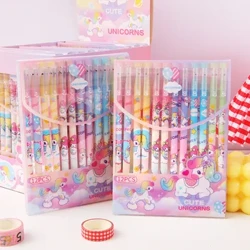 12 Adet/grup Sevimli Kawaii Unicorn Silinebilir Jel Kalem Çıkarılabilir 0.5mm Siyah Mürekkep Nötr Kalem Karikatür Kalemler Çocuklar Okul Ofis Kırtasiye