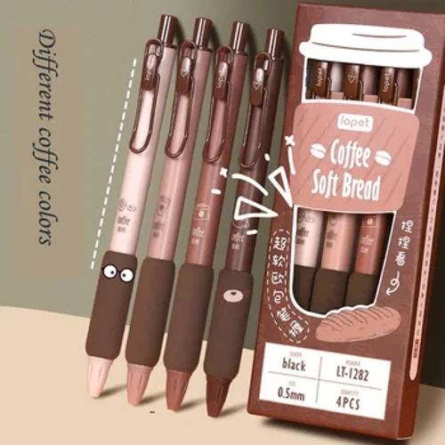 4 Dễ Thương Kawaii Cà Phê Bánh Mì Mềm Bộ Bút Gel Đen 0.5 Mm Màu Bút Bi Viết Văn Phòng trường Văn Phòng Phẩm Vật Dụng