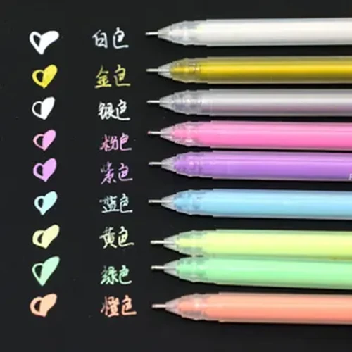 3/9Pcs/set 0.6mm Bán Gold Silver Dúigh Dath Albam Grianghraf Oifig an tSoláthair Peann Glóthach Scrapbooking Gleoite Peann Acmhainne Móra do Pháistí