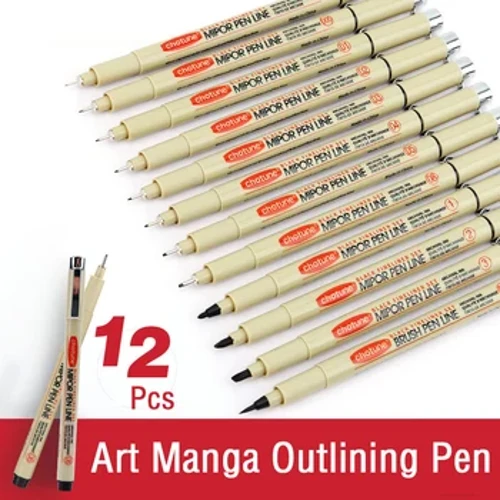 Manga ya Sanaa Inayoangazia Kalamu ya Pigment Liner ya Kalamu ya Micron iliyowekwa Kalamu ya Sindano ya Laini ya Mchoro kwa Vifaa vya Sanaa vya Mchoro wa Brashi Laini