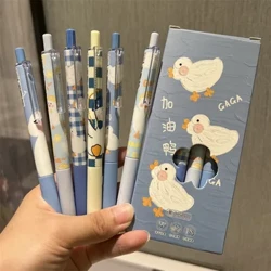 6 Chiếc Vịt Dễ Thương Bút ST Ngòi Mực Đen Bút Bi Trở Lại Trường Kawaii Bút Gel Đồ Dùng Học Tập Thẩm Mỹ văn Phòng Phẩm