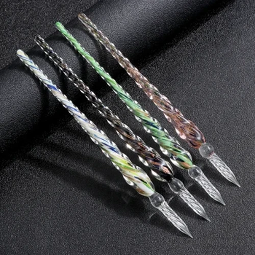 1 Bộ Thủy Tinh Thủ Công Lampwork Bút 3D Hoa Bên Trong Pha Lê Chấp Bút Lao Thư Pháp Bút Đổ Mực Bút Máy