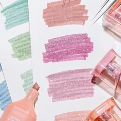 Glitter Highlighter, Flexibel Linn Breet a smudge-proof Waasser-baséiert Tënt fir glänzend Notizen, Planner, Bibel Journaling