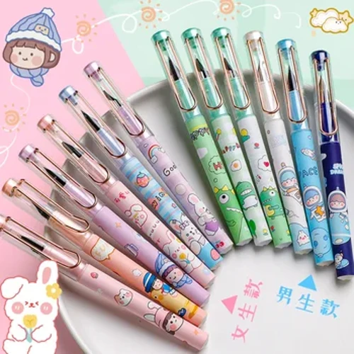 Student Kawaii Fountain Pen Maaaring Palitan ng Ink Set Asul na tinta EF 0.38 mm F 0.5mm Mga Panulat sa Paaralan Mga Gamit sa Opisina ng Stationery para sa Pagsusulat