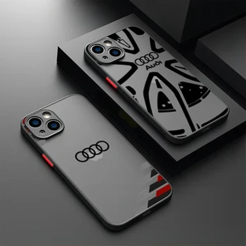 Mat telefon kılıfı lüks spor RS-A-Audi tekerlekler iPhone 15 14 13 12 11 Pro Max Mini X XR XSMax 7 8 artı şeffaf arka kapak