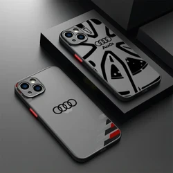 Mat telefon kılıfı lüks spor RS-A-Audi tekerlekler iPhone 15 14 13 12 11 Pro Max Mini X XR XSMax 7 8 artı şeffaf arka kapak