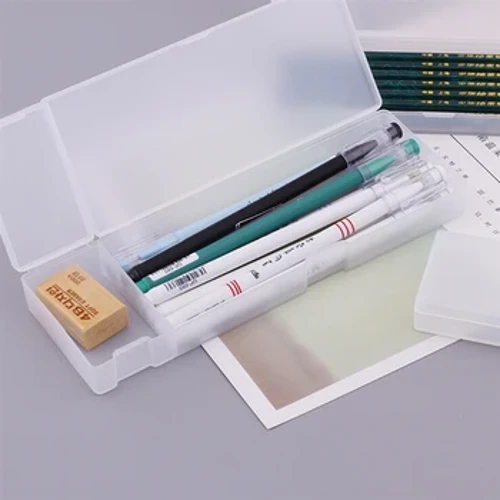 Lucu Kawaii Plastik Transparan Kotak Pensil Indah Kotak Pena untuk Anak Hadiah Kantor Sekolah Bahan alat tulis