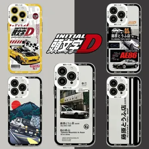 Anime Iniziale D Cassa Del Telefono Per il iPhone 15 14 13 12 Mini 11 Pro Max X XR XS 7 8 SE 2020 più Molle Del Silicone Della Copertura Trasparente
