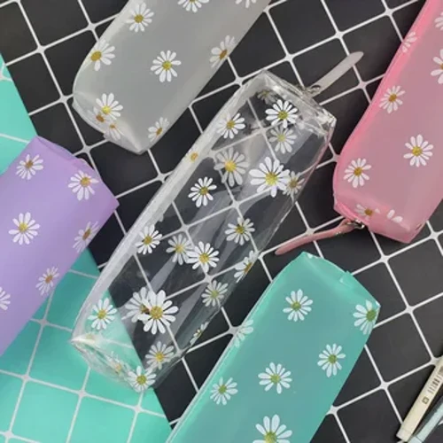 1 Chiếc Kawaii Trong Suốt Đựng Hoa Cúc Tặng Estuches Trường Hộp Bút Chì Pencilcase Túi Đựng Đồ Dùng Học Tập Văn Phòng Phẩm