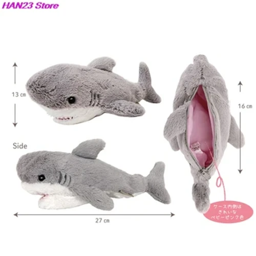 1 ST Leuke Pluche Haai Etui Student Briefpapier Schoolbenodigdheden Kawaii Pop Terug Naar School Opbergtas Pen Zak Briefpapier