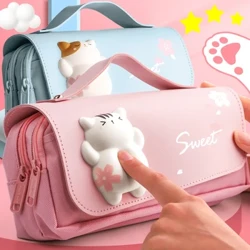 3D Kawaii Đựng Bé Gái Giải Nén Túi Đựng Bút Dễ Thương Chống Nước Dùng Học Thẩm Mỹ Người Tổ Chức Hộp Hàn Quốc Văn Phòng Phẩm