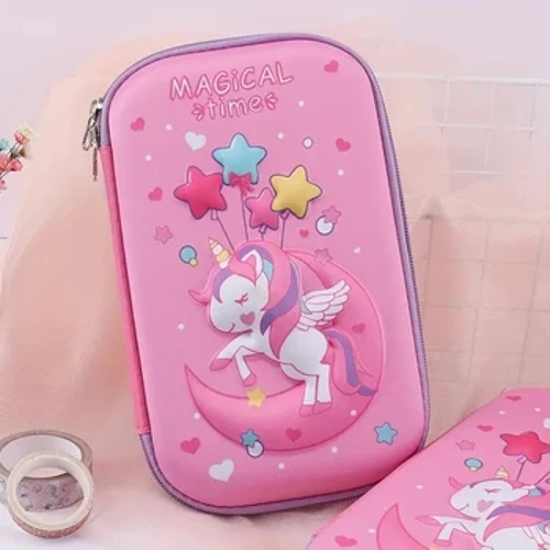 3D EVA Lucu Kotak Pensil Kartun Unicorn Kotak Alat Tulis Gadis Warna Kotak Pensil Siswa Pena Case Sekolah Hadiah Ipad Case