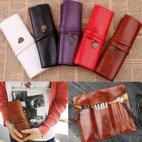 Phong Cách Mới Cuộn Da PU Ví Túi Trang Điểm Pem Đựng Túi Đựng Mỹ Phẩm Retro