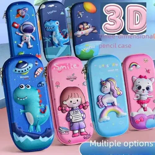 Astuccio per matite in cartone animato 3D di grande capacità per studenti della scuola primaria, ragazzi, ragazze, astuccio resistente in materiale Eva