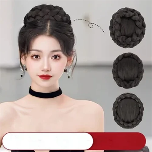 Darnau Gwallt Chignon Toesen Syth Ysgafn Synthetig Chignon Elastig Fflwfflyd Bun Gwallt Blêr i Ferched