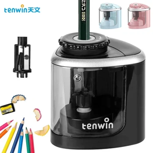 Tenwin Electric Auto Pencil Sharpener Sábháilte Mac Léinn Helical Cruach Blade Sharpener d'Ealaíontóirí Páistí Daoine Fásta Pinn luaidhe daite
