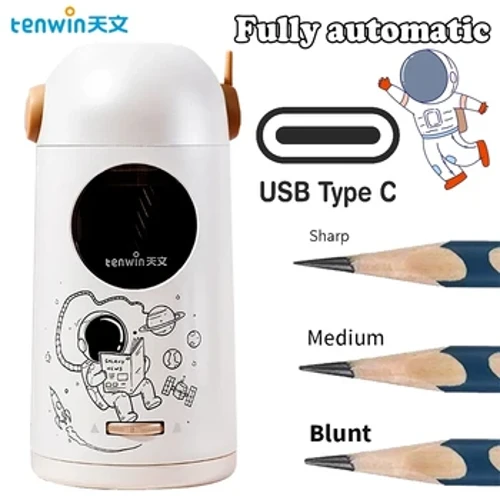 Ascuțitor de creioane automat de desene animate Tenwin Ascuțitor electric de astronaut de tip C Creioane școală papetărie frumoase pentru studenți