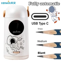 Automatyczna temperówka do ołówków Tenwin Cartoon Type-C Astronaut Elektryczna temperówka Ołówki szkolne ładne artykuły papiernicze dla uczniów