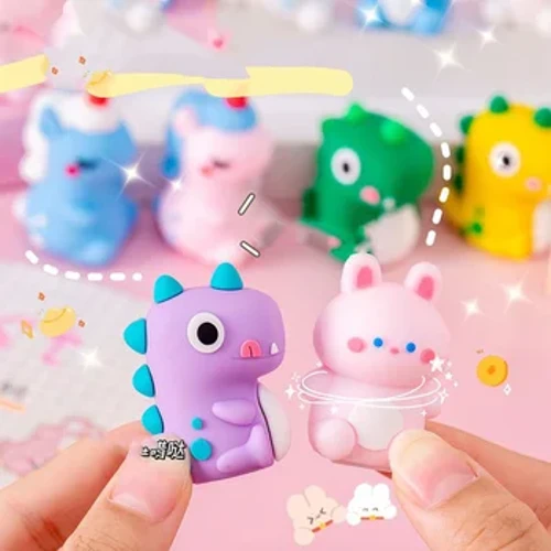 1 Buah Alat Tulis Kawaii Hewan Kartun Rautan Pensil Alat Kantor Hadiah Kawaii Aksesoris Sekolah dengan Penghapus