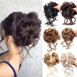 Nā Pānaʻi lauoho ʻo Chignon Curly ʻO nā ʻāpana lauoho ʻāʻī no nā wahine Scrunchy Natural Clip-on hair Fake False Hair