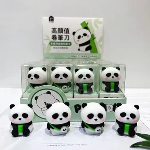 Kawaii Rautan Pensil Korea Alat Tulis Silikon Lucu Panda Manual Pen Pensil Cutter Alat untuk Siswa Sekolah Perlengkapan Kantor