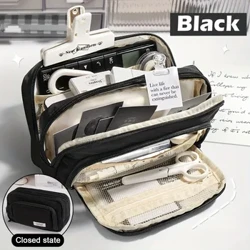 Cute Multi Layer Bleistift Case Pouch, Grouss Kapazitéit Pen Case Bag, haltbar Stationery Storage Bag Fir Studenten, Schoul & Büro