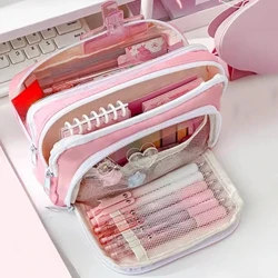 Astuccio per matite estetico di grande capacità per ragazza Astuccio per scuola Portapenne Cancelleria carina Astuccio per matite con cerniera stile semplice Materiale scolastico