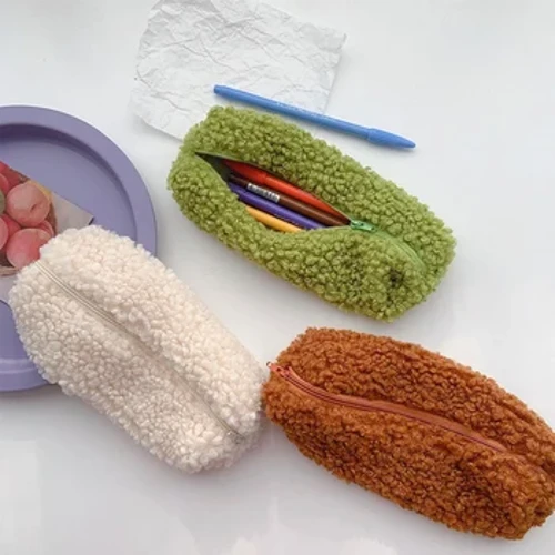 Cashmere Đựng Bút Túi Sang Trọng Kawaii Dây Kéo Túi Đựng Mỹ Phẩm Trang Điểm Tổ Chức Túi Trường Đồ Văn Phòng Hộp Bút Chì