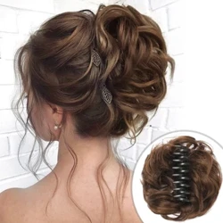 Smutsigt hår Bulle Hår Scrunchies Extension Lockigt Vågigt Smutsigt Syntetisk Chignon Fake Updo Hårstycken För Kvinnor Flickor