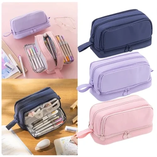 Angoo 4 Partisi Besar Kotak Pensil Pena Tas Siswa Sekolah Kasus Pensil Tas Kosmetik Alat Tulis Organizer Kantor Pasokan