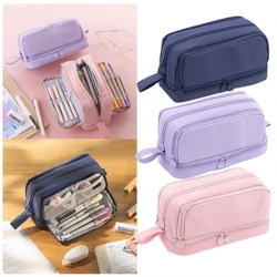 Angoo 4 Partitionen Grouss Bleistift Case Pen Bag Schoul Student Bläistëft Cases Kosmetesch Sak Stationery Organizer Büro Versuergung