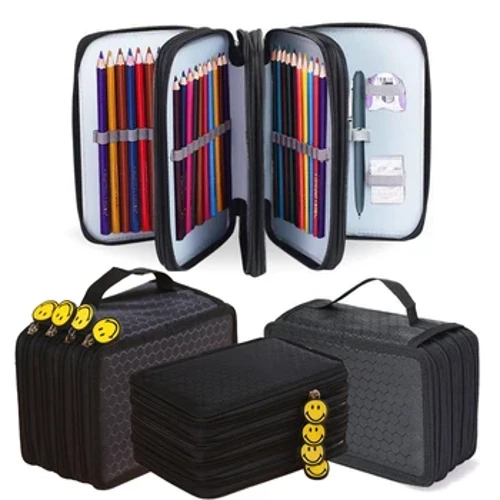 Trousse à crayons à quatre couches de 72 trous, sac de rangement pour stylos Kawaii de grande capacité, papeterie coréenne, fournitures de bureau et de retour à l'école
