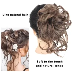 Messy Bun Hoer Stéck Wavy Curly Chignon Natural Look Schwaarz Braun Perücken Synthetesch Faux Hoer Bun Extensions Fir Fraen All Dag Kleeder