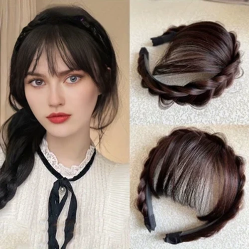 Haj frufru fonott fejpánttal Hajkarika szintetikus hajhosszabbító kapocs Elegáns természetes megjelenés mindennapi használatra Cosplay