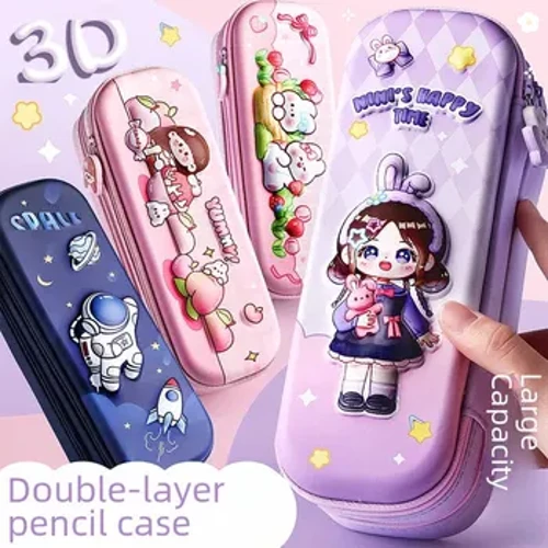 3D Double Layer Eva Pencil Case Malaking Kapasidad Kahon ng Stationery ng Mag-aaral Trendy Boys Pencil Holder Double Layer Storage Solution