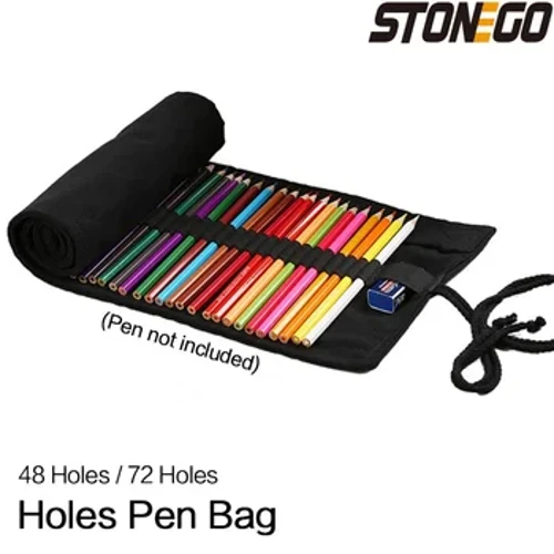 STONEGO 48/72 Agujeros Envoltura de Lona Enrollable Lápiz Estuche para Bolígrafos Estuche Bolsa de Almacenamiento