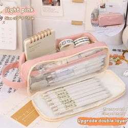 1 pz sacchetto di cancelleria trasparente sacchetto di immagazzinaggio portatile impermeabile di grande capacità sacchetto di matita per studenti di cancelleria materiale scolastico