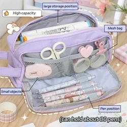 Astuccio per matite di grande capacità Astuccio per matite carino a tre strati Bellissimo portapenne per cancelleria coreana per studenti Materiale scolastico per bambini