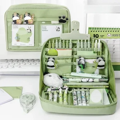 Mới Dung Tích Cực Lớn Túi Đựng 12 Lớp Gấu Trúc Thẩm Mỹ Đựng Văn Phòng Phẩm Bút Dây Kéo Túi Đựng Đồ Dùng Học Tập