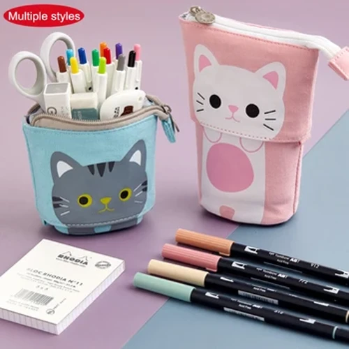 O'g'il bolalar uchun Kawaii qalam qutilari Fermuar Yoqimli mushuk qalam qutisi maktab anjomlari kantselyariya sovg'a pop-up sumkalar Trousse Scolaire