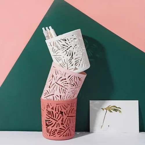 Creative Hollow Leaves zīmuļu podu turētājs Otas uzglabāšanas trauks Rakstāmgalda organizators Plastmasas kancelejas piederumu pildspalvu turētājs Biroja piederumi