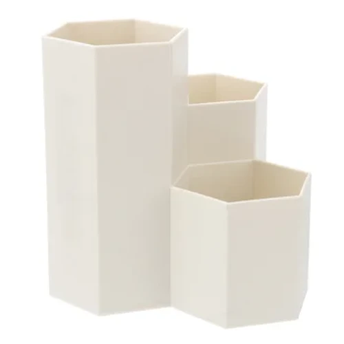Creative Hexagonal Pen Holder Container Organizer Plastic Desktop Storage Box Mga Supplies sa Opisina ng Mag-aaral Pot crayon