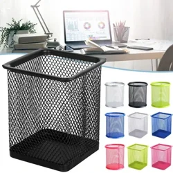 Multifunctionele ronde/vierkante mesh pennenpot Veelkleurige pennenhouder Bureau netjes briefpapier organisator potlood opslag briefpapier organisator