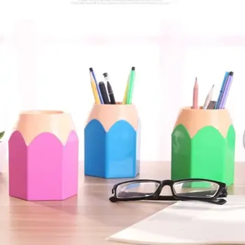Portable Multi-Functional Office Practical Pencil Pot Holder Creative Pencil Head Pen Holder Organizer Box Pen Storage